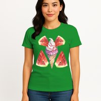 Watermelon With Ice Cream Art Womens T-Shirt