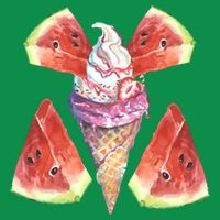 Watermelon With Ice Cream Art Womens T-Shirt