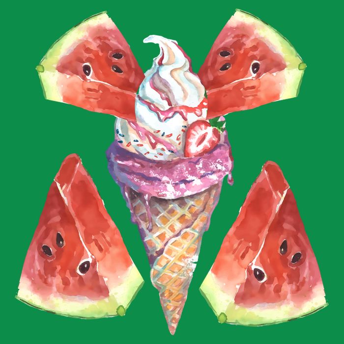 Watermelon With Ice Cream Art Womens T-Shirt