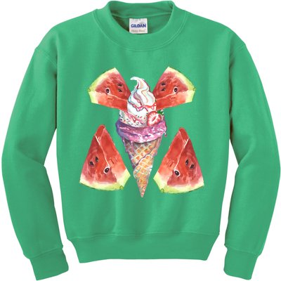 Watermelon With Ice Cream Art Kids Sweatshirt