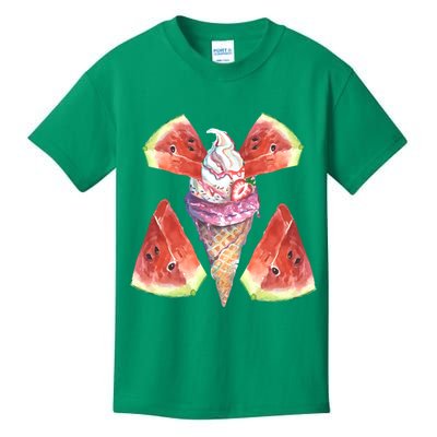 Watermelon With Ice Cream Art Kids T-Shirt