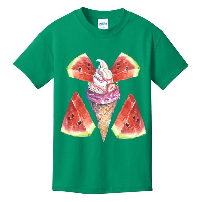 Watermelon With Ice Cream Art Kids T-Shirt