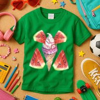 Watermelon With Ice Cream Art Kids T-Shirt