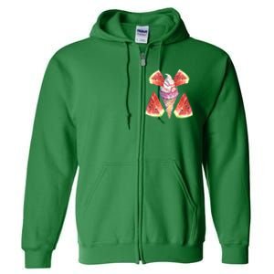 Watermelon With Ice Cream Art Full Zip Hoodie