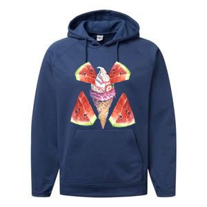 Watermelon With Ice Cream Art Performance Fleece Hoodie