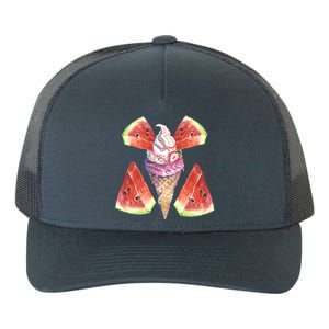 Watermelon With Ice Cream Art Yupoong Adult 5-Panel Trucker Hat