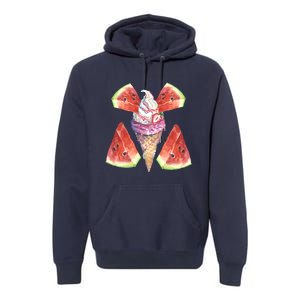 Watermelon With Ice Cream Art Premium Hoodie