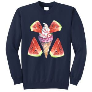 Watermelon With Ice Cream Art Tall Sweatshirt