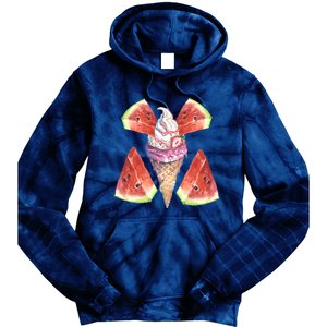 Watermelon With Ice Cream Art Tie Dye Hoodie