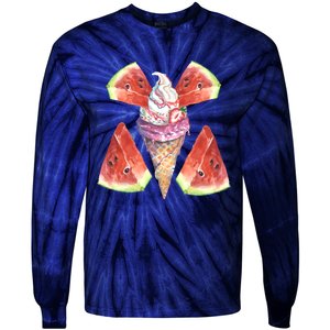 Watermelon With Ice Cream Art Tie-Dye Long Sleeve Shirt