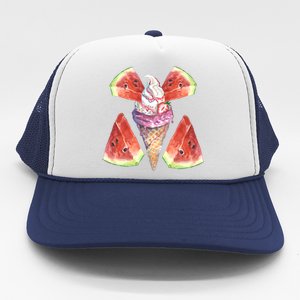 Watermelon With Ice Cream Art Trucker Hat