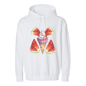 Watermelon With Ice Cream Art Garment-Dyed Fleece Hoodie