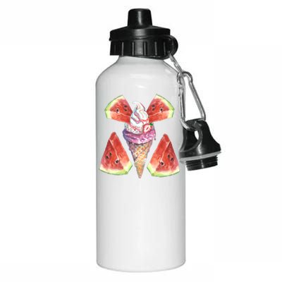 Watermelon With Ice Cream Art Aluminum Water Bottle 