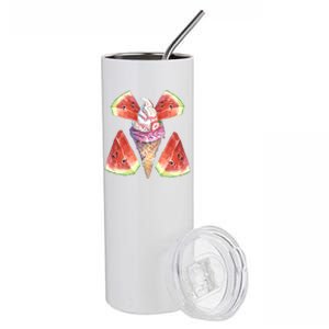 Watermelon With Ice Cream Art Stainless Steel Tumbler