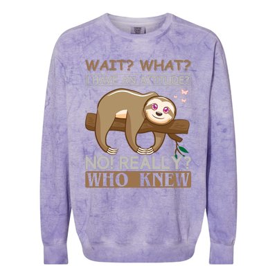 Wait What I Have An Attitude No Really Who Knew Colorblast Crewneck Sweatshirt