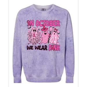 We Wear In October Breast Cancer Boo Ghosts Halloween Great Gift Colorblast Crewneck Sweatshirt