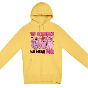 We Wear In October Breast Cancer Boo Ghosts Halloween Great Gift Premium Pullover Hoodie