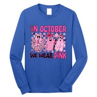 We Wear In October Breast Cancer Boo Ghosts Halloween Great Gift Long Sleeve Shirt