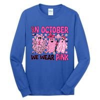 We Wear In October Breast Cancer Boo Ghosts Halloween Great Gift Tall Long Sleeve T-Shirt