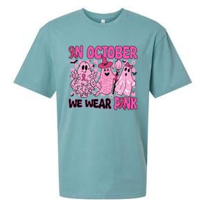 We Wear In October Breast Cancer Boo Ghosts Halloween Great Gift Sueded Cloud Jersey T-Shirt