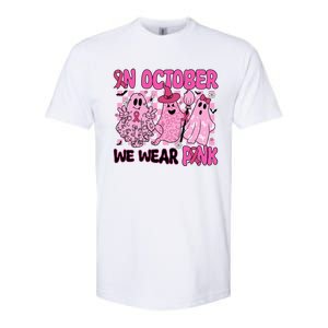 We Wear In October Breast Cancer Boo Ghosts Halloween Great Gift Softstyle CVC T-Shirt