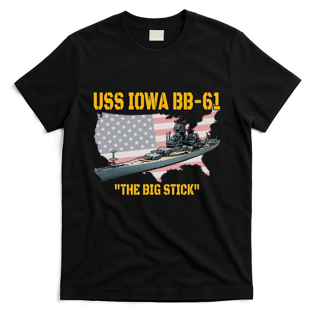 World War Ii Warship Uss Iowa & Ww2 Bb61 Battleship Veteran T-Shirt