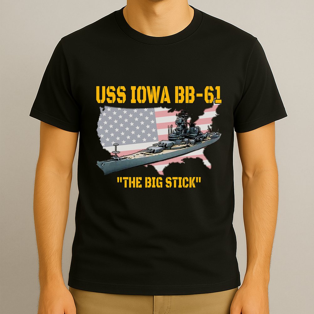 World War Ii Warship Uss Iowa & Ww2 Bb61 Battleship Veteran T-Shirt