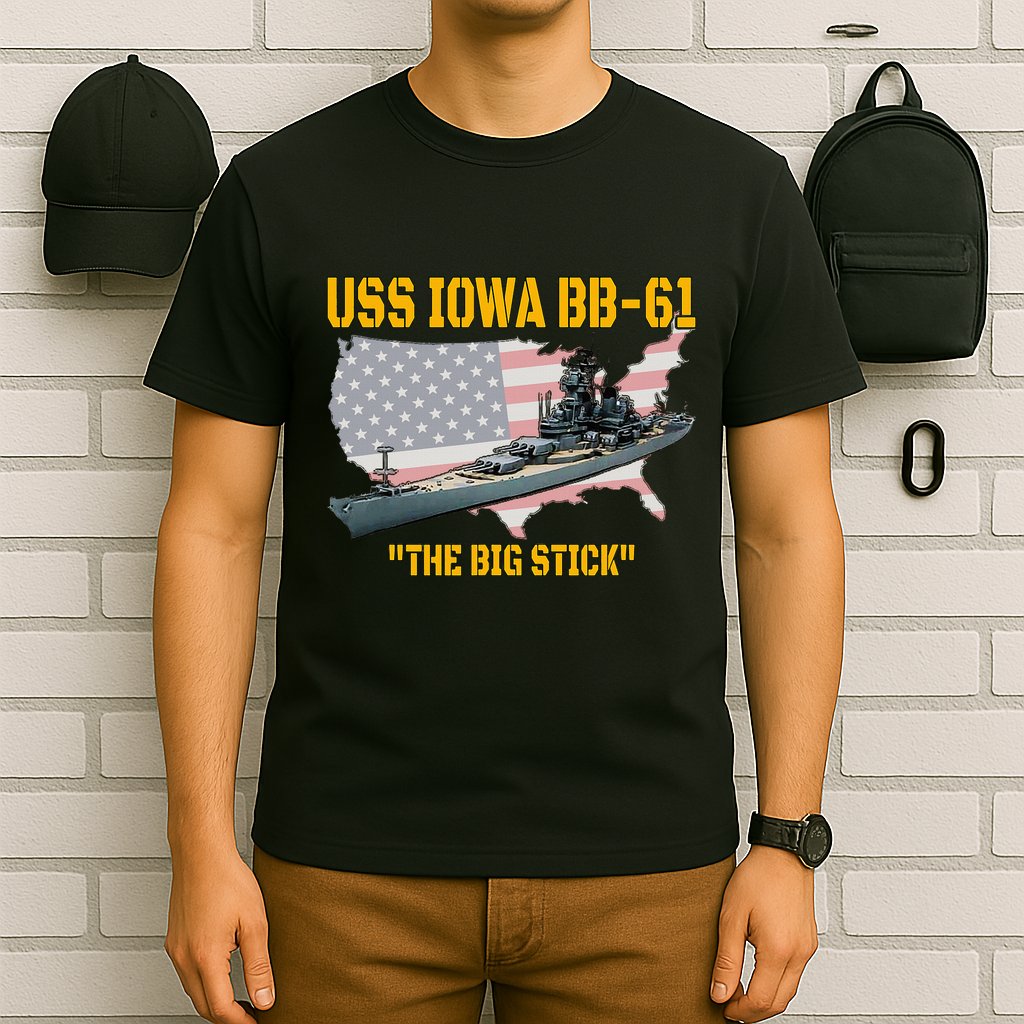 World War Ii Warship Uss Iowa & Ww2 Bb61 Battleship Veteran T-Shirt