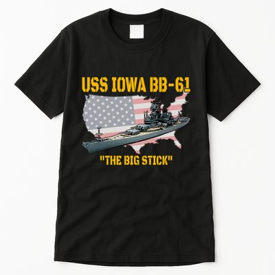 World War Ii Warship Uss Iowa & Ww2 Bb61 Battleship Veteran Tall T-Shirt