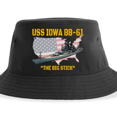 World War Ii Warship Uss Iowa & Ww2 Bb61 Battleship Veteran Sustainable Bucket Hat