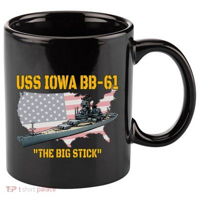 World War Ii Warship Uss Iowa & Ww2 Bb61 Battleship Veteran 11oz C Handle Ceramic Mug