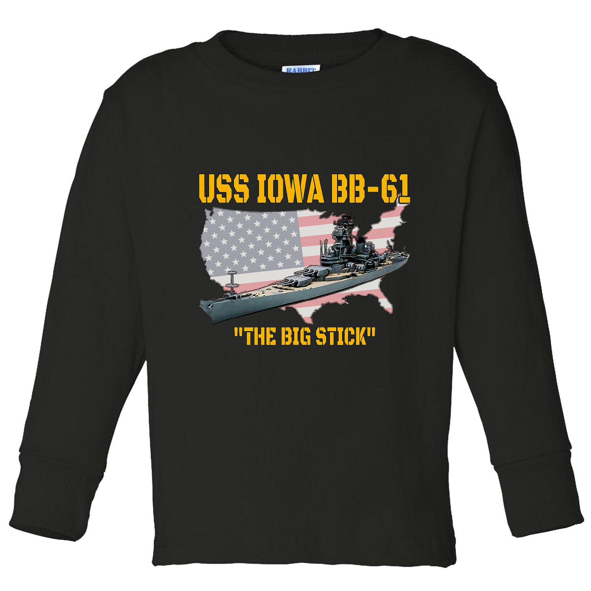 World War Ii Warship Uss Iowa & Ww2 Bb61 Battleship Veteran Toddler Long Sleeve Shirt