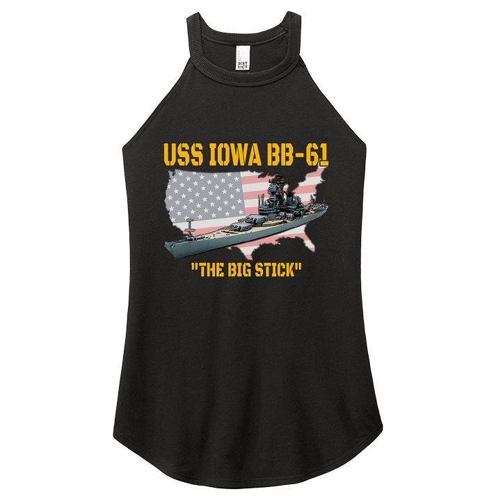 World War Ii Warship Uss Iowa & Ww2 Bb61 Battleship Veteran Women's Perfect Tri Rocker Tank
