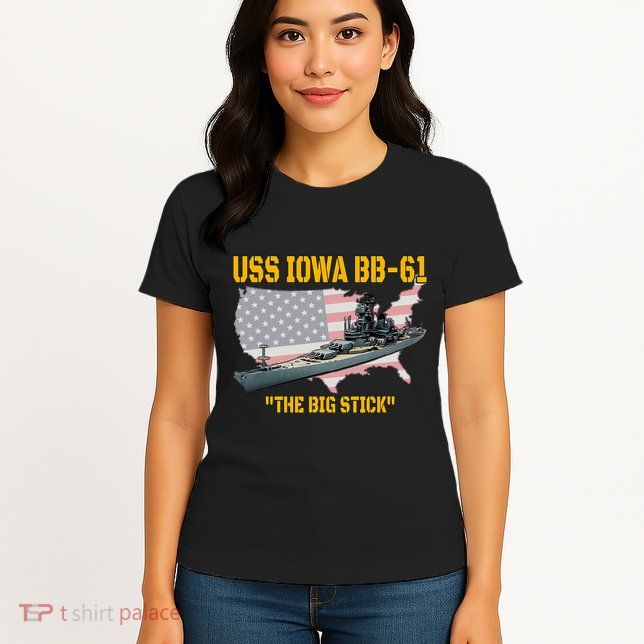 World War Ii Warship Uss Iowa & Ww2 Bb61 Battleship Veteran Womens T-Shirt