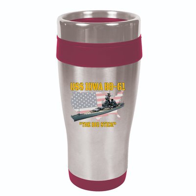 World War Ii Warship Uss Iowa & Ww2 Bb61 Battleship Veteran 16oz Travel Tumbler