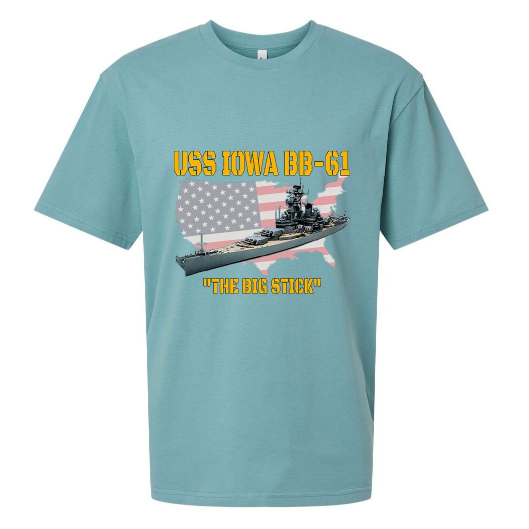 World War Ii Warship Uss Iowa & Ww2 Bb61 Battleship Veteran Sueded Cloud Jersey T-Shirt