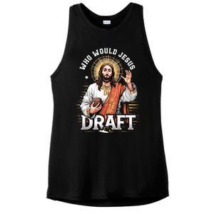 Who Would Jesus Draft Fantasy Football Fan Christian Draft Ladies PosiCharge Tri-Blend Wicking Tank