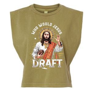 Who Would Jesus Draft Fantasy Football Fan Christian Draft Garment-Dyed Women's Muscle Tee