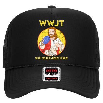 What Would Jesus Throw Frisbee Golf High Crown Mesh Back Trucker Hat