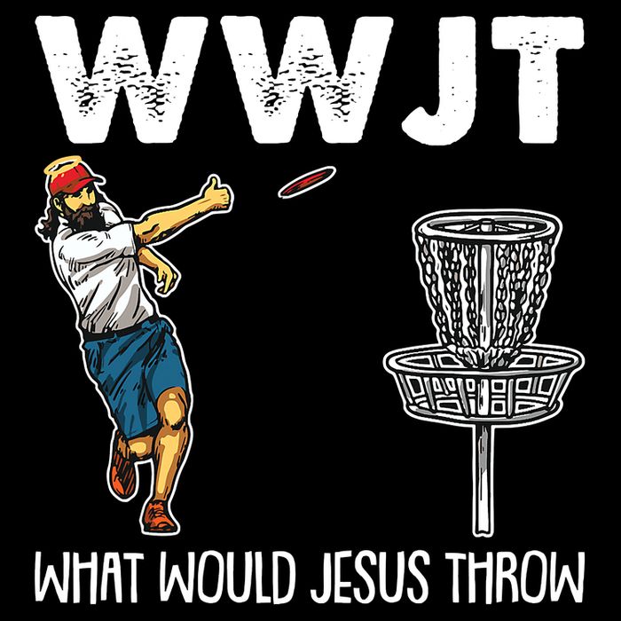 What Would Jesus Throw Christmas WWJT Disc Golf Funny Stripe Pom Pom Beanie