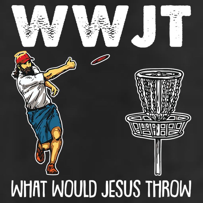 What Would Jesus Throw Christmas WWJT Disc Golf Funny 7 Panel Mesh Trucker Snapback Hat