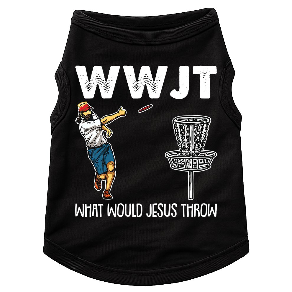 What Would Jesus Throw Christmas WWJT Disc Golf Funny Doggie Tank