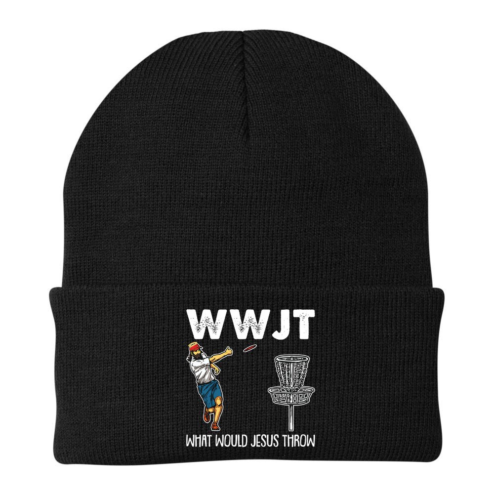 What Would Jesus Throw Christmas WWJT Disc Golf Funny Beanie
