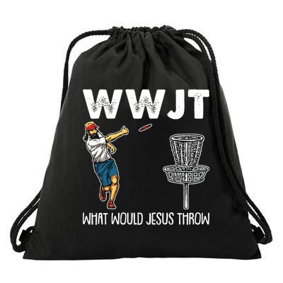 What Would Jesus Throw Christmas WWJT Disc Golf Funny Drawstring Bag
