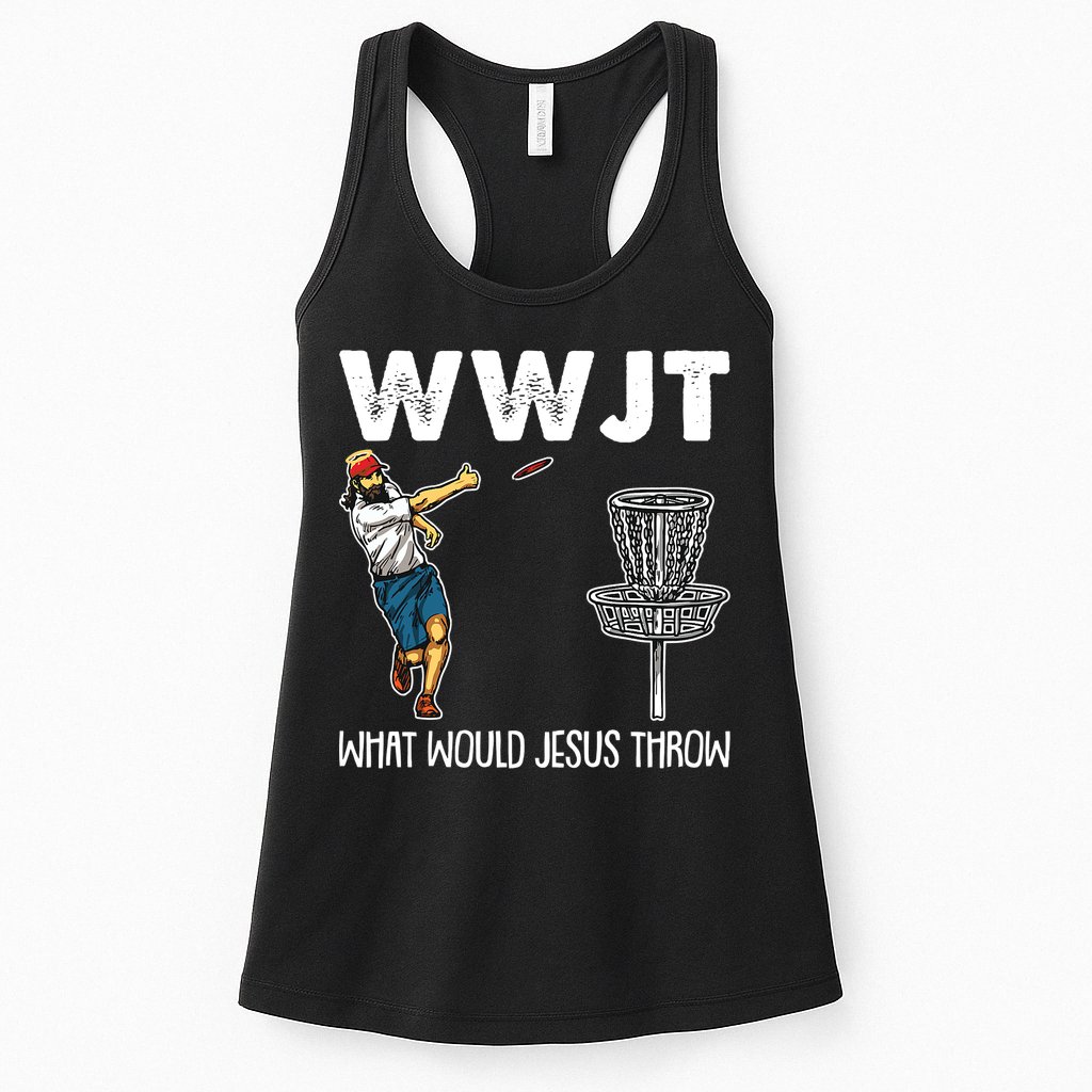 What Would Jesus Throw Christmas WWJT Disc Golf Funny Womens Tank Top