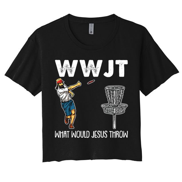 What Would Jesus Throw Christmas WWJT Disc Golf Funny Crop Top