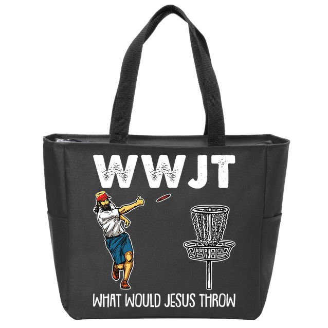 What Would Jesus Throw Christmas WWJT Disc Golf Funny Zip Tote Bag