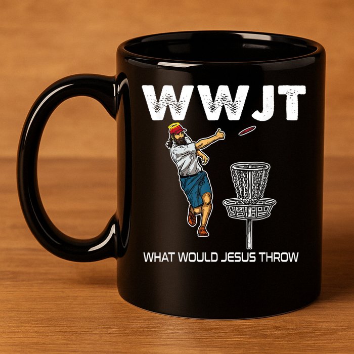 What Would Jesus Throw Golf Disc 11oz C Handle Ceramic Mug