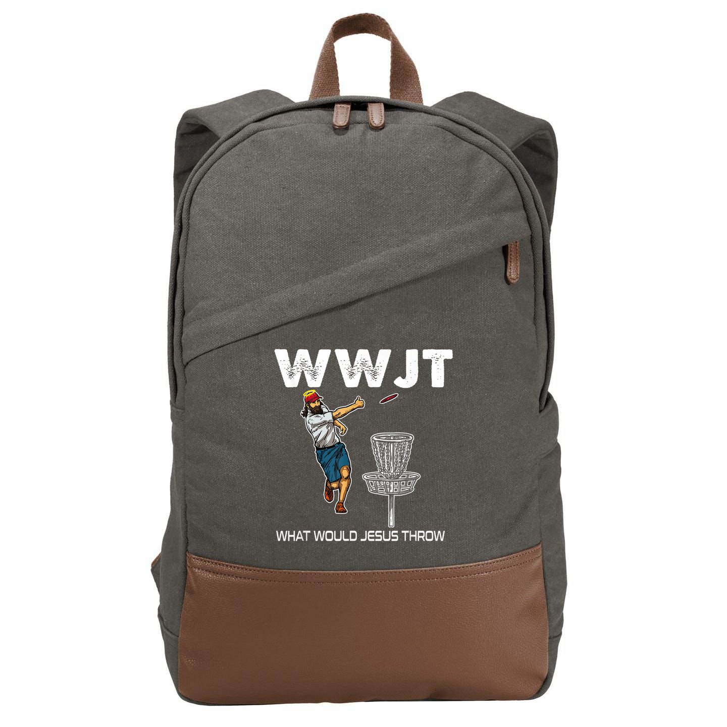 What Would Jesus Throw Golf Disc Cotton Canvas Backpack