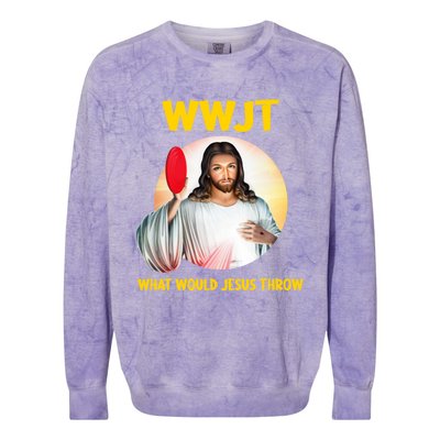 What Would Jesus Throw Disc Golf Golfer Frisbee Cute Gift Colorblast Crewneck Sweatshirt